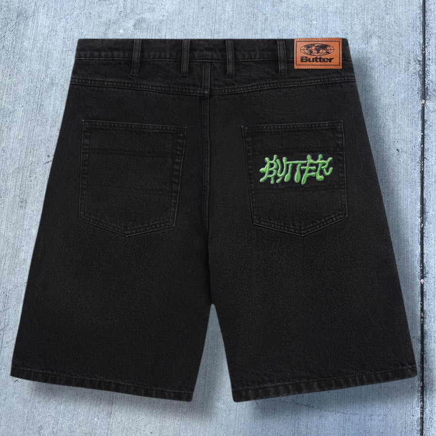 Butter Goods Ink Denim Shorts (Worn Black)
