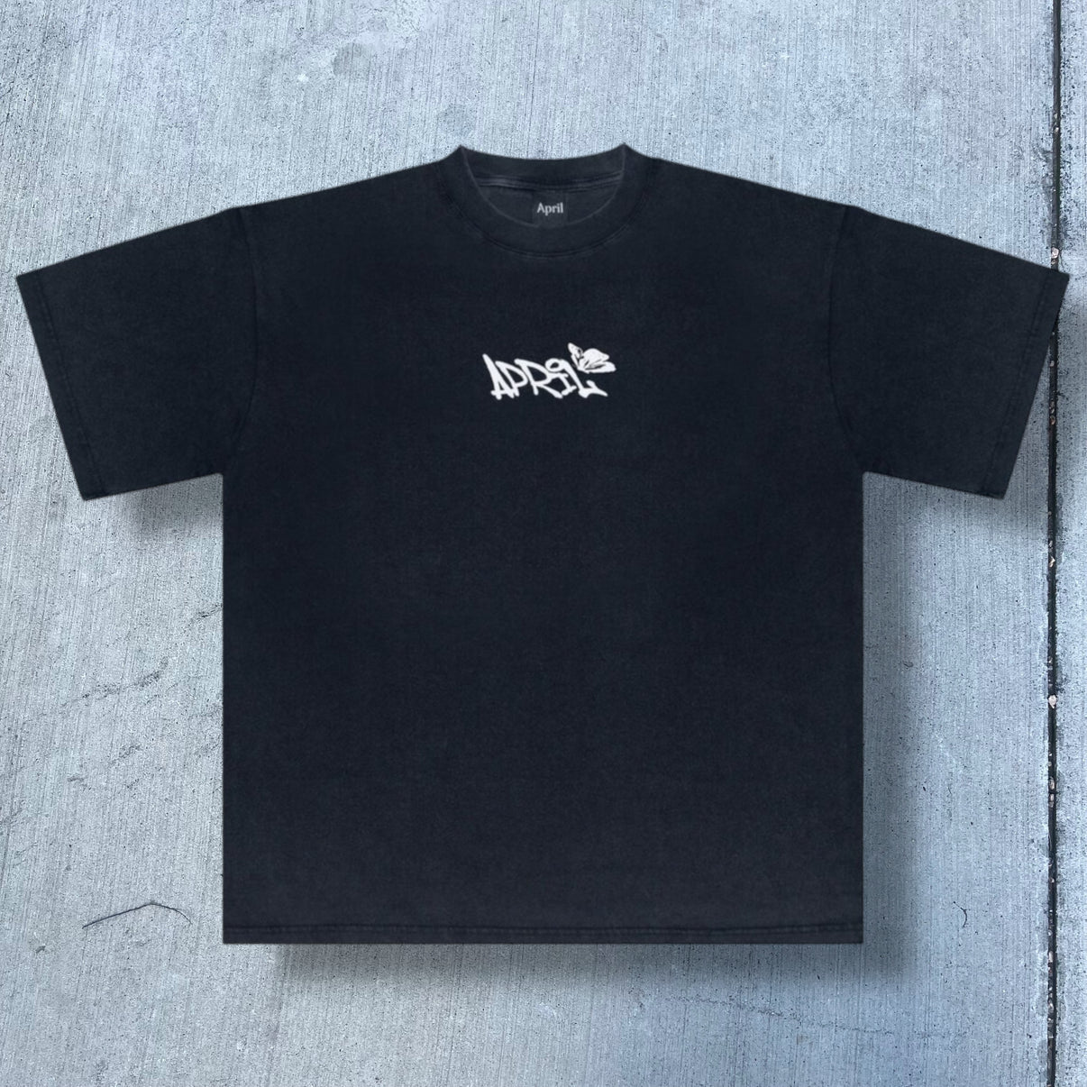 April Sketch Logo Tee (Washed Black)